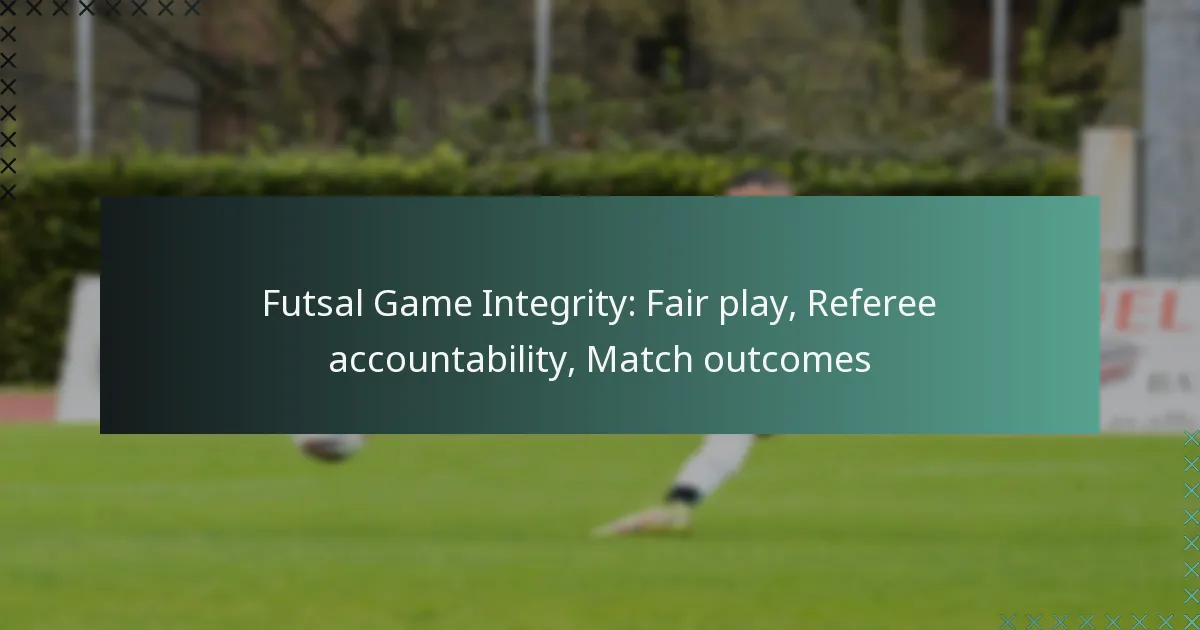 Futsal Game Integrity: Fair play, Referee accountability, Match outcomes